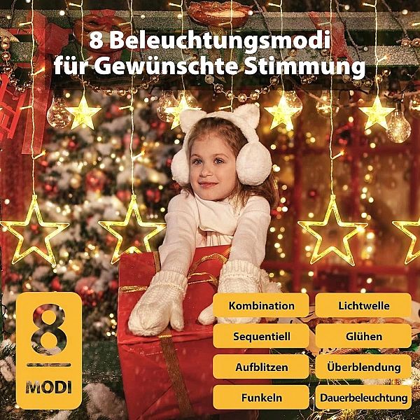 Kurtyna Świetlna Led Gwiazdki Lampki Gwiazdy Na Okno Girlanda Biały Ci