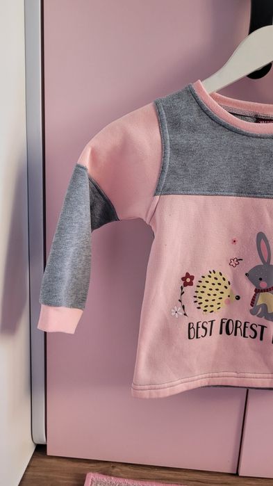Bluza 110 dla dziewczynki dziewczęca pudrowy róż Króliczek Wielkanoc