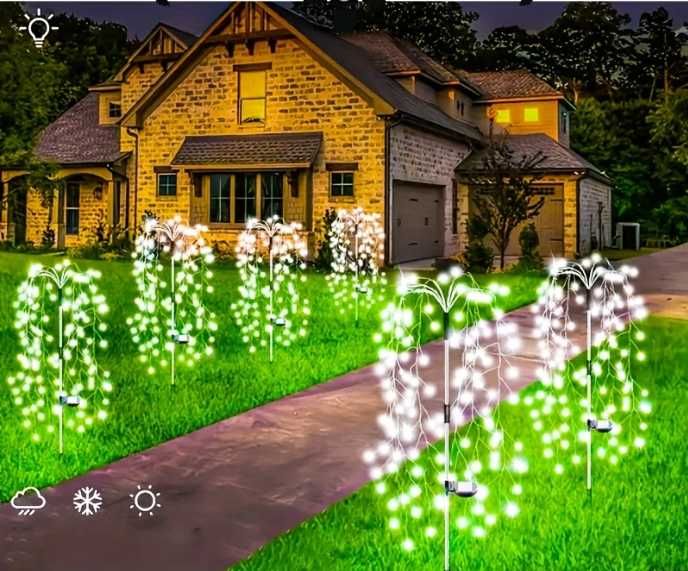 Lampa Ogrodowa Solarna LED Wodospad Druciki Drzewko Lampki Ogrodu 2szt