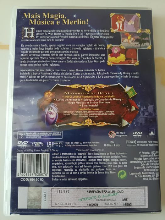 DVD Disney a espada era a lei