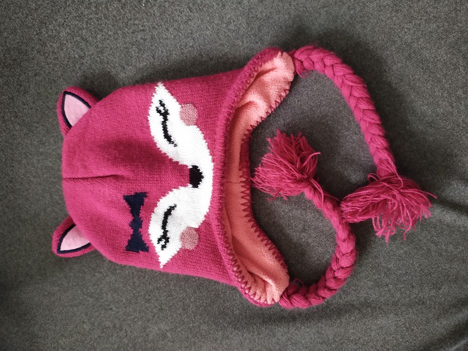 Czapka dziewczęca, 1-2lata zimowa ciepła