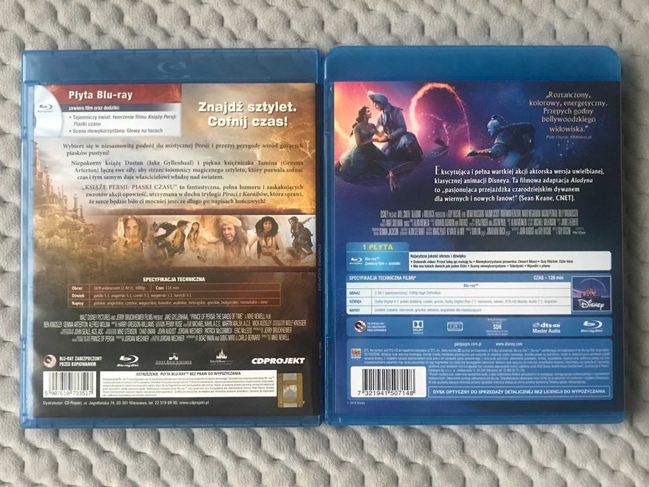 "Książę Persji Piaski Czasu", "Aladyn" - 2 Blu-ray (NIEUŻYWANE)