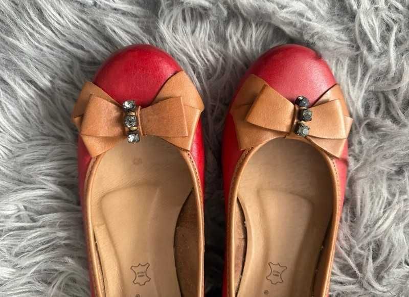 Baleriny vinatege skórzane skóra Boho cottge core coquette Lasocki 36