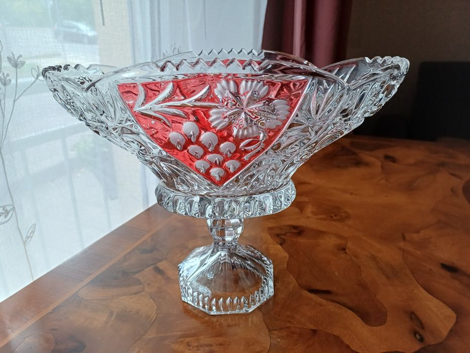 Хрустальная ладья на ножке Anna Hutte Германия винтаж