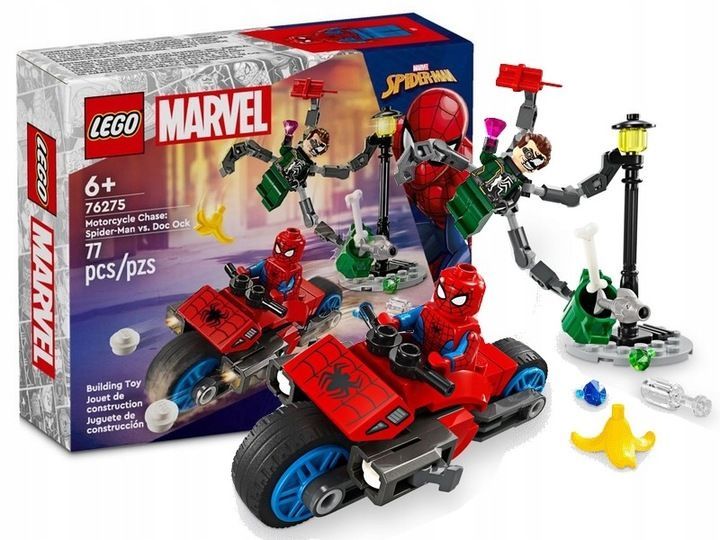Lego Marvel 76275 Pościg Na Motocyklu Spider Man Vs Doc Ock Zestaw Klo