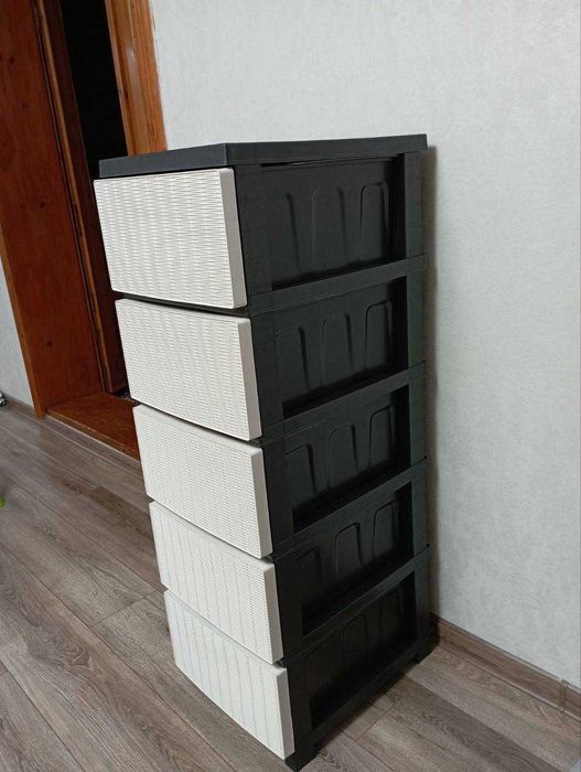 Комод пластиковий для речей шафа полиця тумбочка шухляди стелаж тумба