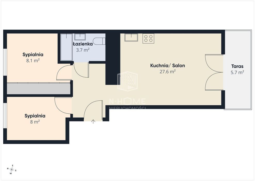 3 pokoje, 50,5 m², balkon, garaż | Olimpia Port