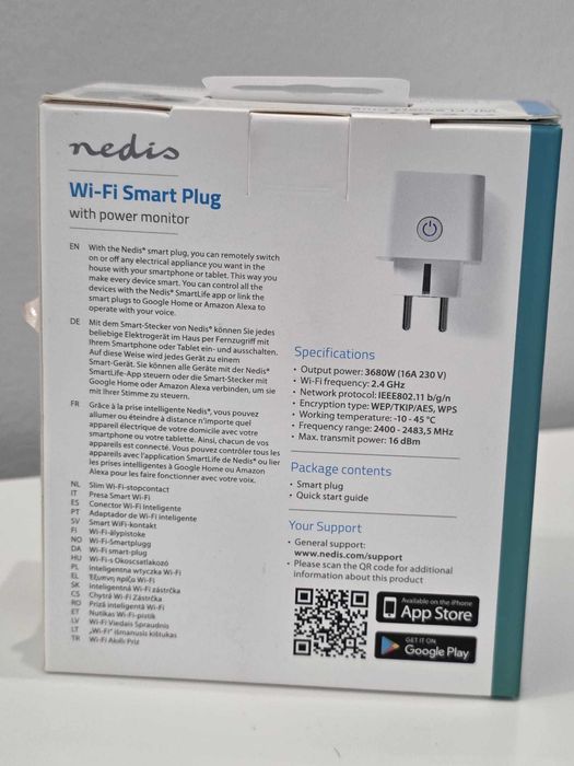 Tomada Inteligente Nedis Wi-Fi 10A - Domótica SmartLife - NOVOS e SELADOS