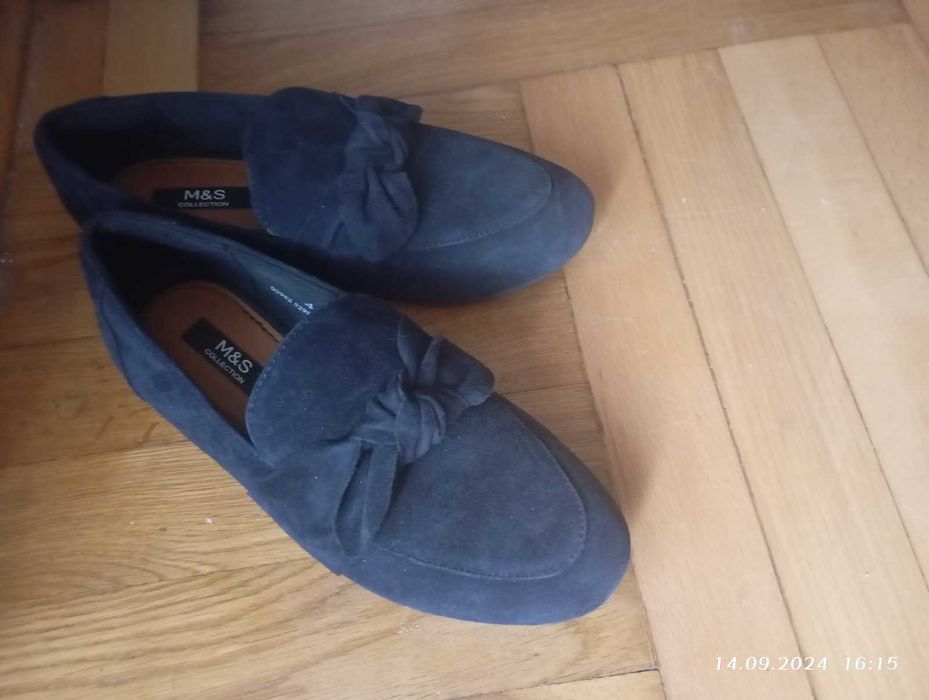 Замшеві туфлі жіночі лофери(натурал шкіра). стан нового р36-36,5