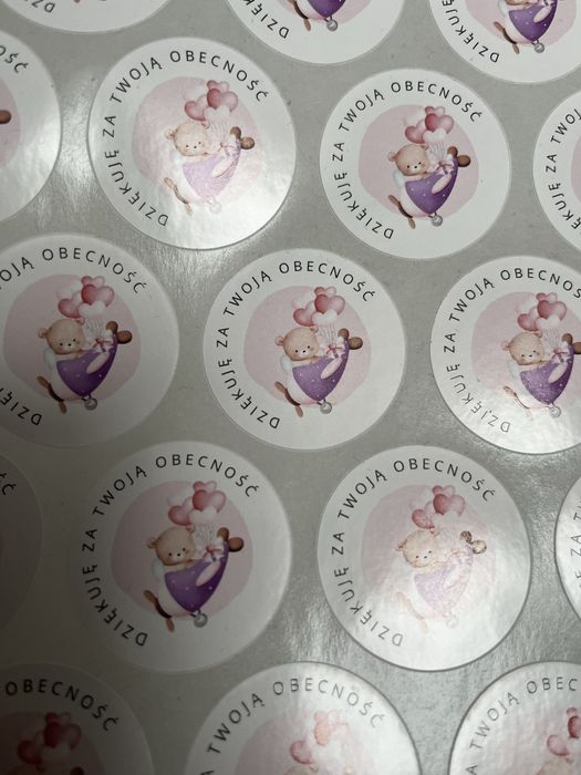 Naklejki 20 szt. Podziękowania dla gości baby shower roczek chrzest