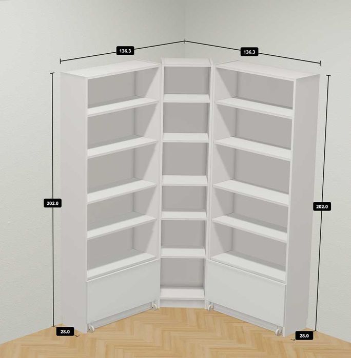 IKEA BILLY zestaw regałów + szuflady biały
