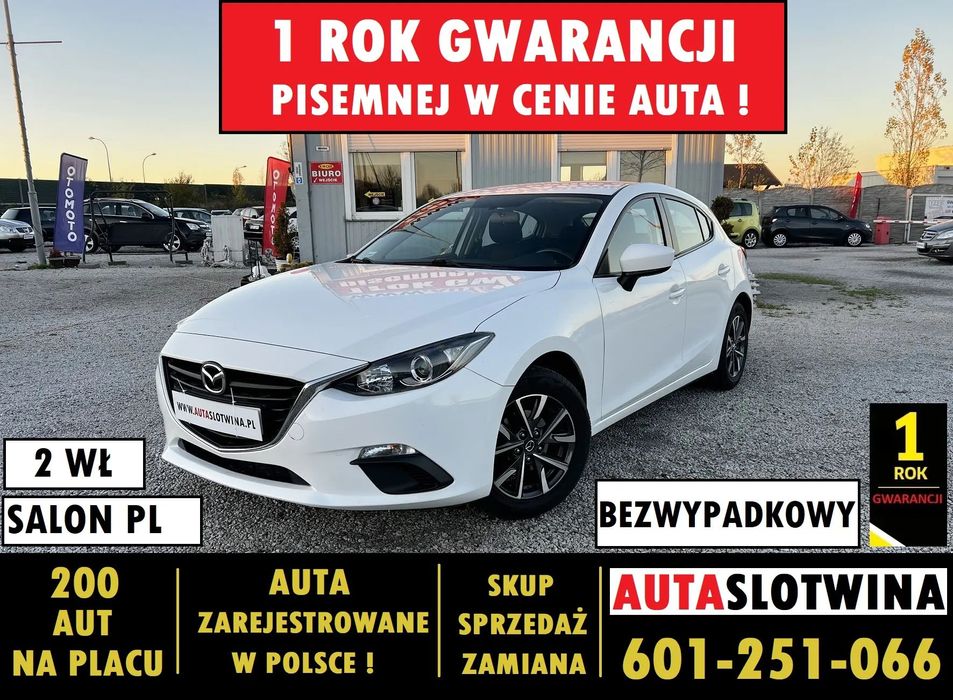 Mazda 3 1 ROK GWARANCJI W CENIE AUTA, Zamiana, Benzyna, Salon PL, Alu, śliczna