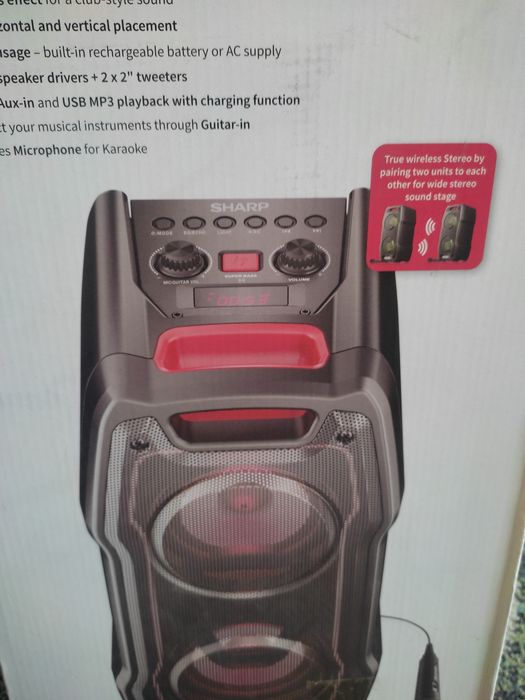 Głośnik bezprzewodowy akumulatorowy Sharp dużej mocy nowy