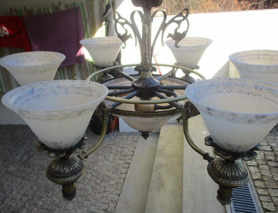 Candeeiro Lindíssimo de teto de sala antigo como novo 9 lâmpadas