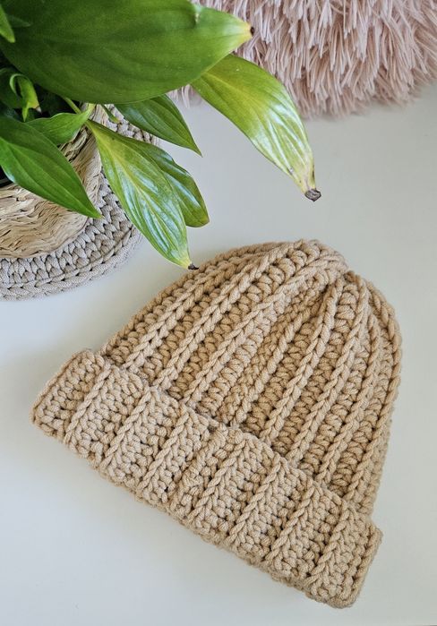 Karmelowy czapka jesień zima merino