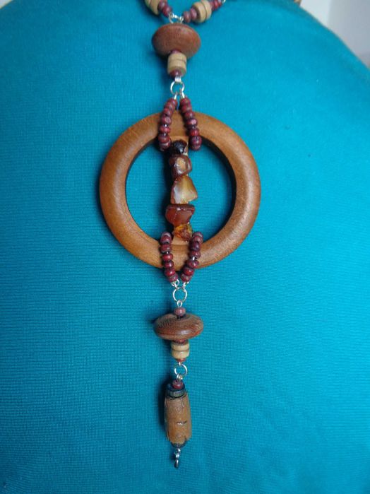 подар намисто 60см підвіс 16см нат бурштин дерево ручн роб