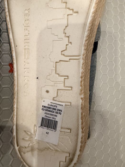 Męskie espadryle Tommy Hilfiger Granada – szare, rozmiar 42 (nowe)