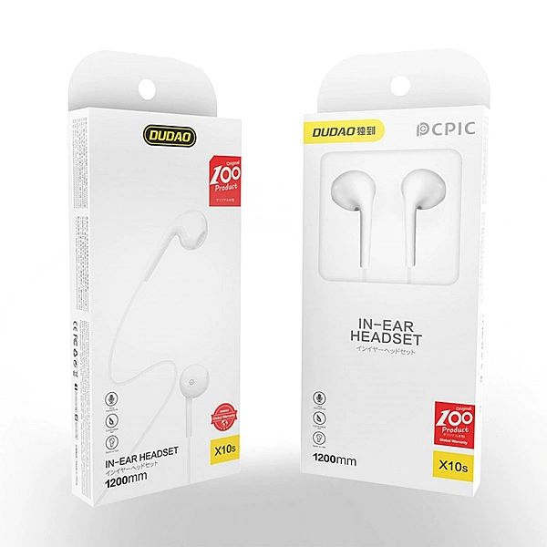 Słuchawki douszne Dudao X10S przewodowe 3,5mm mini jack 1,15m - białe