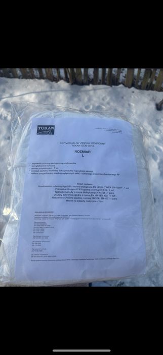500 szt. zestawów ochronnych BHP – kombinezon + maska FFP3 – nowe