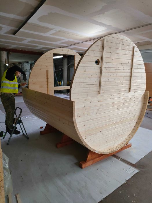 Sauna beczka 3,4m z przedsionkiem zamkniętym do samodzielnego montażu