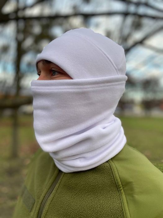 Баф флісовий 300г/м2, білий зимовий, зимний белый флисовый