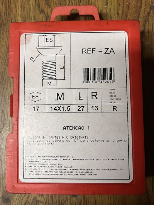 Pernos de segurança para jantes
