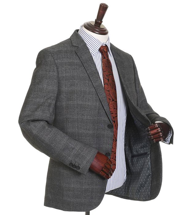 C&A ANGELO LITRICO modny antracytowy blezer w kratkę marynarka slim 54