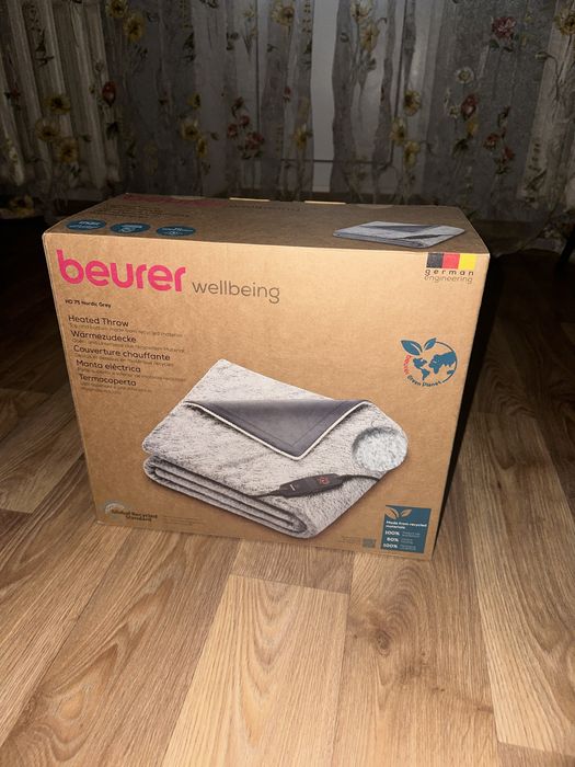 Електрична ковдра Beurer HD 75 Nordic Grey Green Planet 180 x 130 см