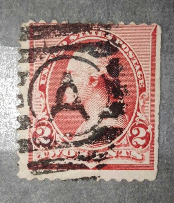 Stary, amerykański znaczek pocztowy. George Washington 2c.