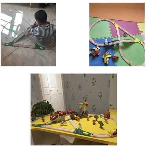 Дерев'яна залізниця, дитяча дерев'яна дорога з краном 57 ел. 3.2 м