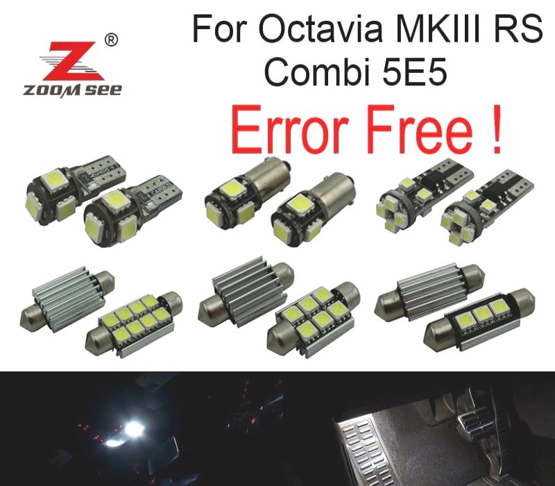 KIT COMPLETO DE 17 LÂMPADAS LED INTERIOR PARA SKODA OCTAVIA MK 3 MKIII RS COMBI 5E5 WAGON 2013-2020