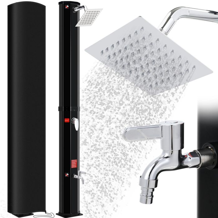 Prysznic solarny ogrodowy LIFERUN 40L, czarny, regulowana temperatura, 228 cm