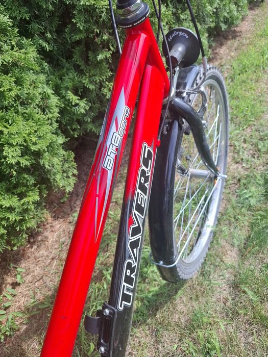 Rower górski Travers ATB Aero koła 26" - czerwony z fotelikiem dziecię