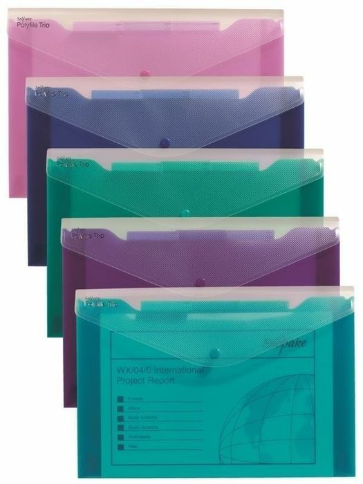 Teczka Kopertowa Trio A4 mix (5szt) Snopake folia,35,3x24 cm