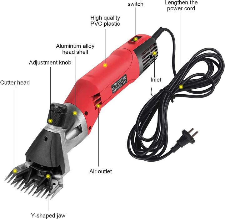Máquina de tosquiar ovelhas 780w, cor vermelha