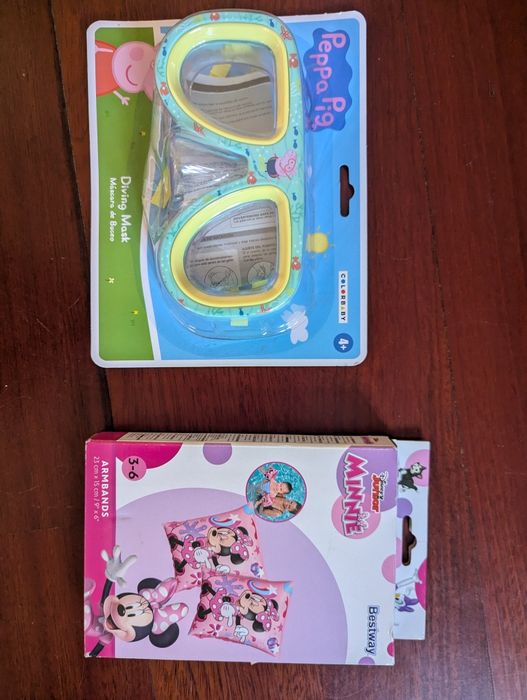 Óculos natação e braçadeiras Minnie e Peppa
