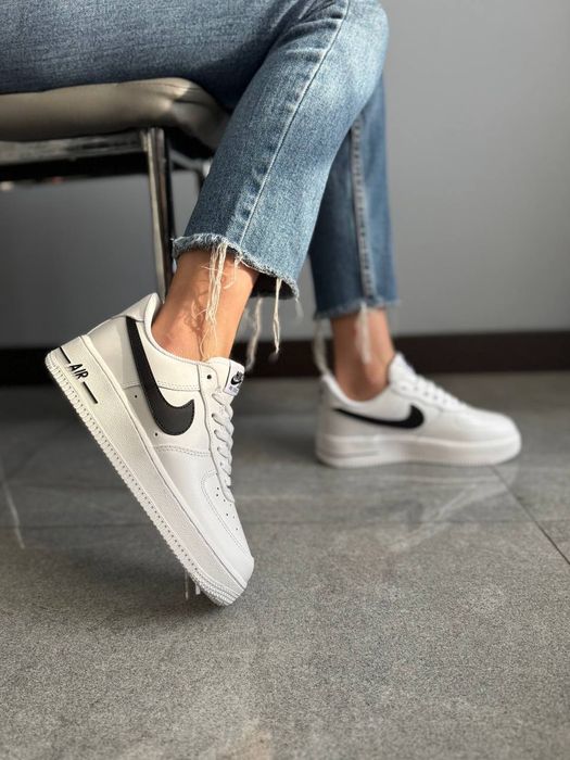 Кросівки Кроссовки Nike Air Force White black Білий Белый повсякденні