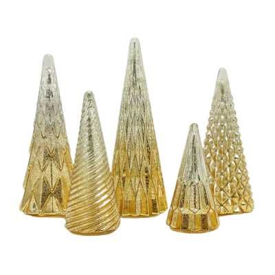 Choinki szklane Led złote komplet 5 sztuk