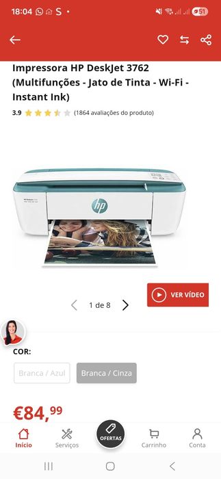 Impressoa HP Deskjet 3762 pouco usada