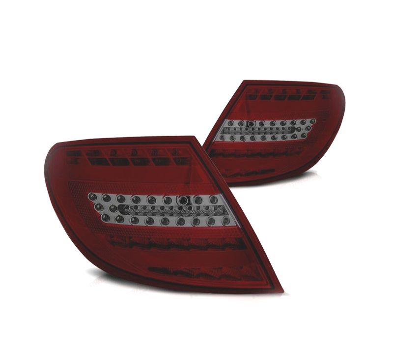FAROLINS TRASEIROS MERCEDES CLASSE C W204 SEDAN 07-11 LIGHT BAR VERMELHO FUMADO