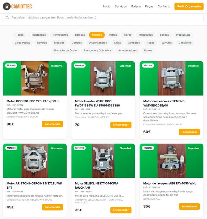 Peças usadas para máquinas de lavar e eletrodomésticos