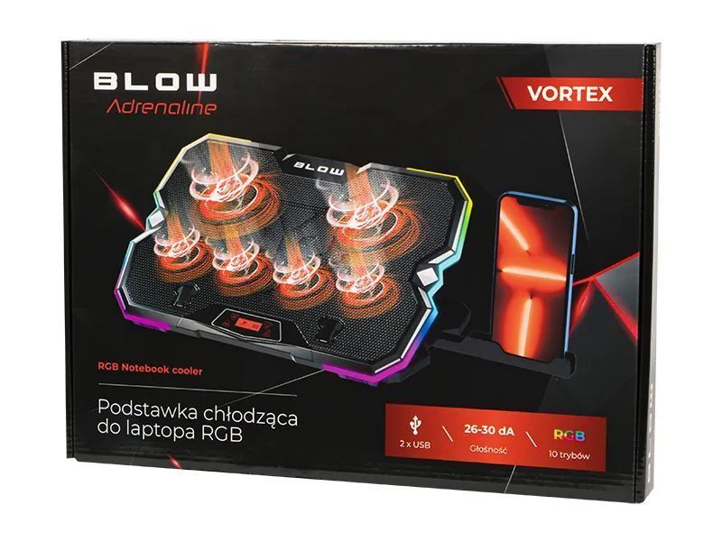 Gamingowa podstawka chłodząca pod laptop podświetlana RGB LED 66-366