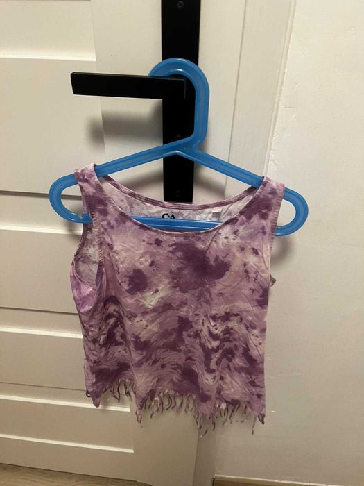 Top dziewczęcy tie dye fioletowy crop C&A 146/152