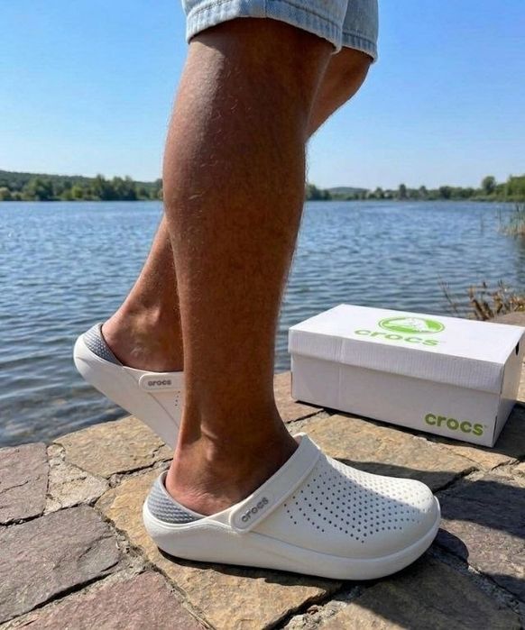 Чоловічі шльопанці Crocs lite ride/шльопанці сабо/білі чоловічі крокси