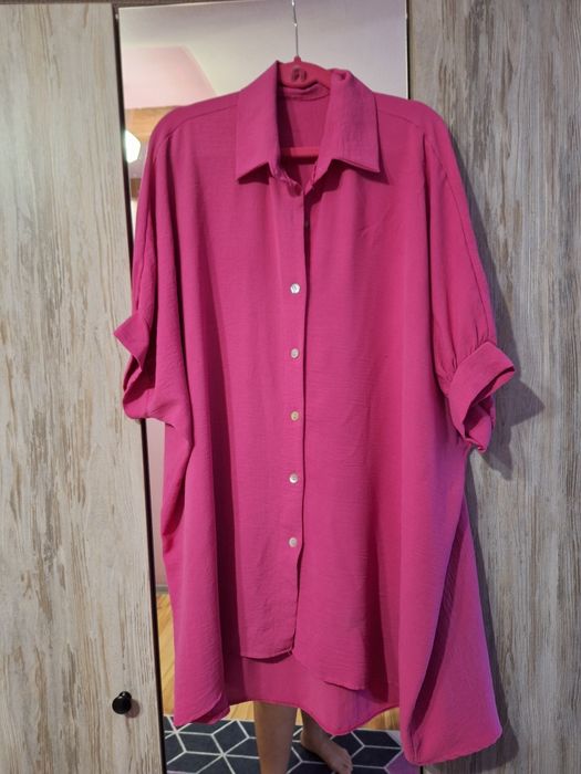 Koszula kolor fuksja krótkim rękawem