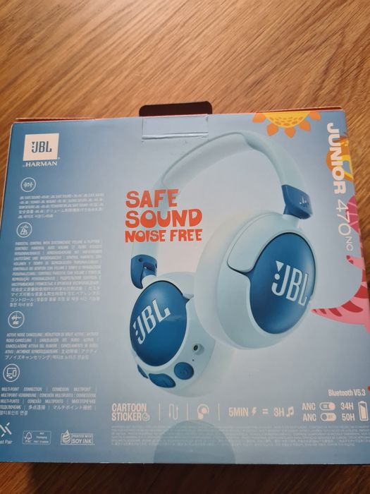 Nowe Słuchawki nauszne JBL Junior 470NC ANC Niebieski