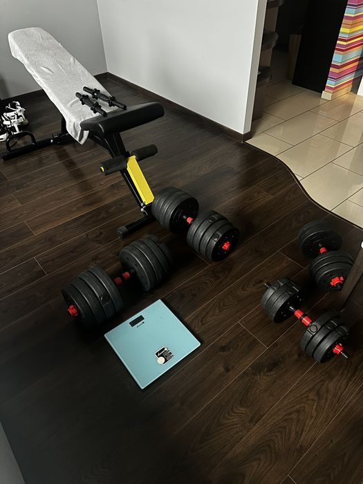 Lawka + Zestaw 60kg! 6 hantli