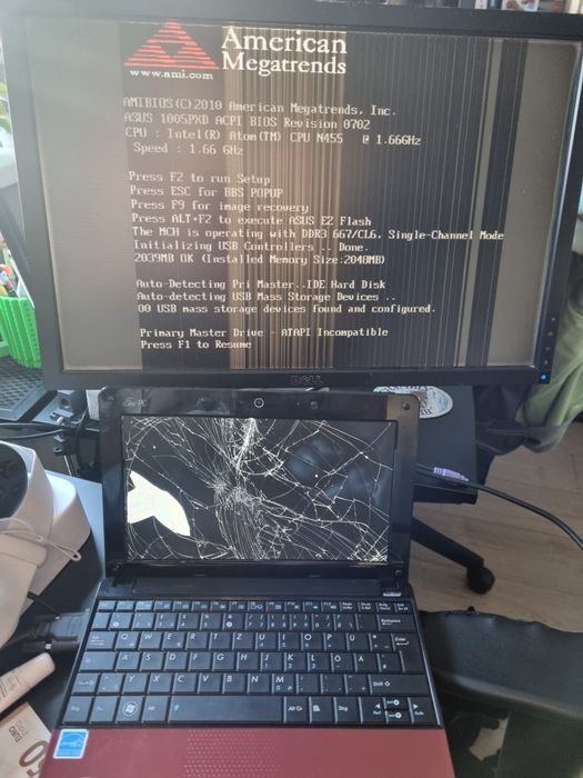Laptop Asus Eee pc uszkodzony ekran