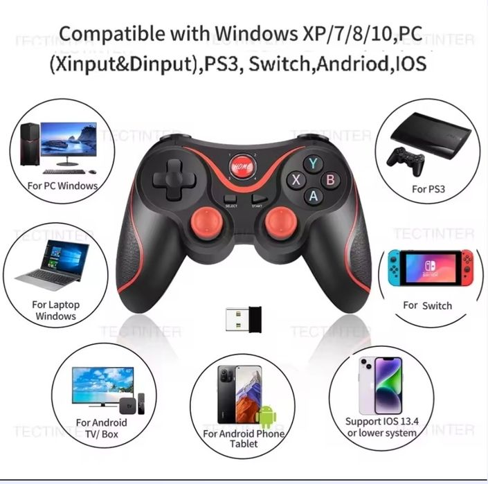 Беспроводной геймпад для Android, PC, iPhone, PS3, Windows