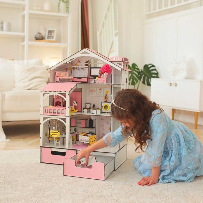 Ляльковий будинок Смарт з ящиками органайзерами +вітальня лол іграшки